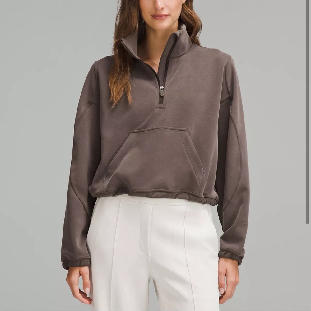 Lululemon Brushed Softstreme Half Zip in Espresso size 6